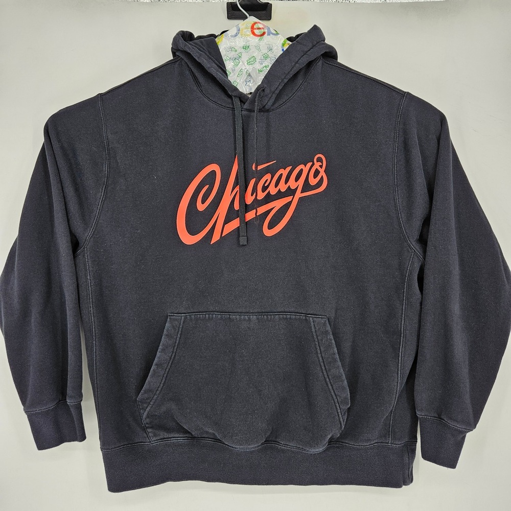 Chicago Bulls Hoodie Mens XL Nike Script Pullover Black DN6901 Sweatshirt